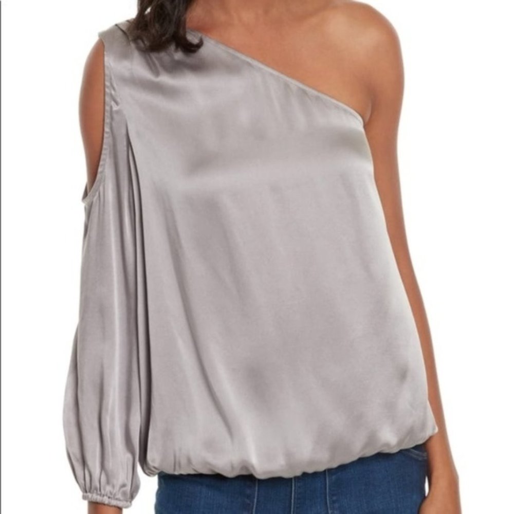 NWT Joie Abatha Vintage Steel Silk OneShoulder Top - Picture 1 of 5